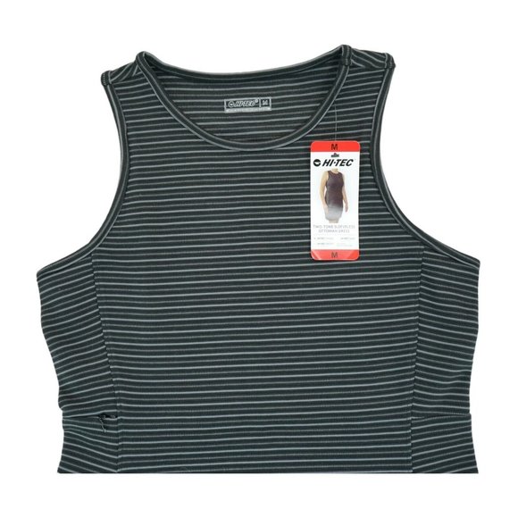 NWT HI-TEC Two-Tone Sleeveless Ottoman Dress, Medium Striped Black With Gray - Picture 3 of 5